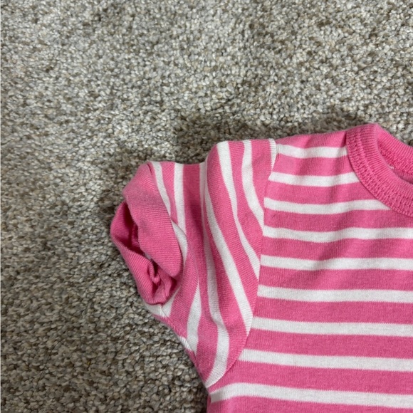 Carters 3T baby girl pink and white stripes pajama shorts romper zip up cotton - Picture 4 of 6